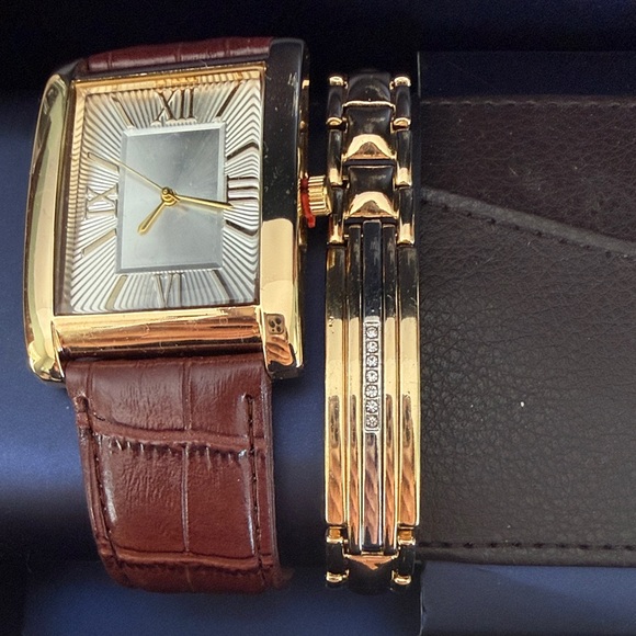Bon Voyage Gold and Brown Men's Watch Set - Picture 2 of 3